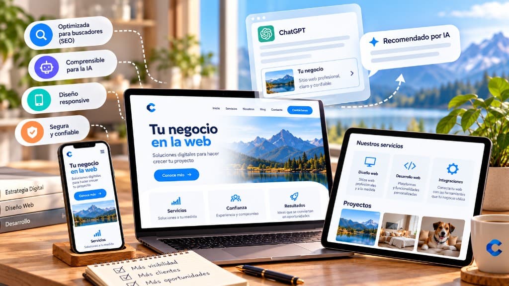 Diseño de páginas web profesional en Chile: sitio responsive optimizado para SEO, IA, seguridad y dispositivos móviles